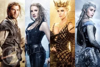 Emily Blunt, Chris Hemsworth e Charlize Theron em O Caçador e a Rainha do Gelo Emily Blunt, Chris Hemsworth e Charlize Theron em O Caçador e a Rainha do Gelo